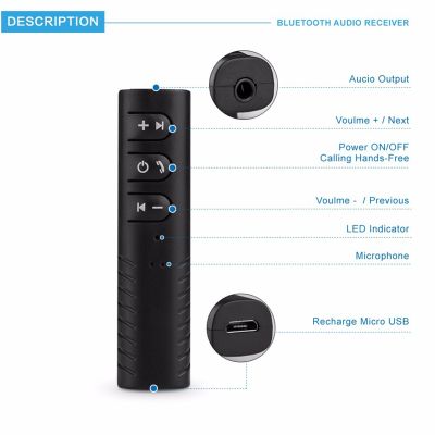 Wireless Bluetooth 5.0 Receiver 3.5mm Adapter Auto AUX Car Kit PC Music MP3 Shortcut Function Loudspeaker Headphone