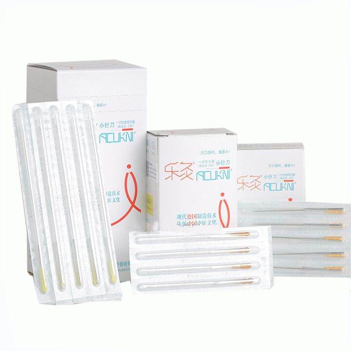 le-moxibustion-brand-aluminum-handle-small-needle-knife-disposable-sterile-small-needle-knife-aluminum-handle-blade-needle-beauty-small-needle-knife-100pcs-box