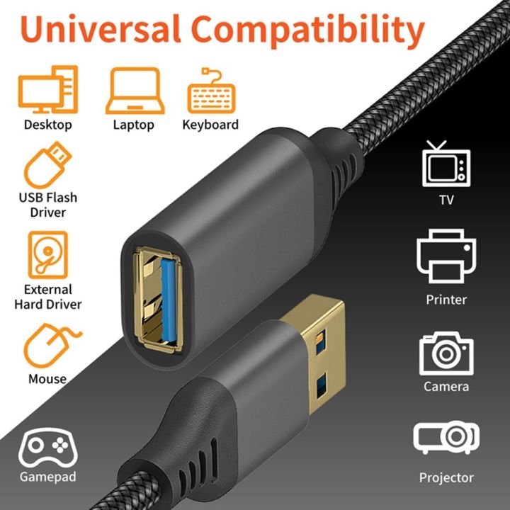 2x-usb-3-0-type-a-male-to-female-extension-cable-durable-braided-material-high-data-transmission-cable-0-5m-1-6ft