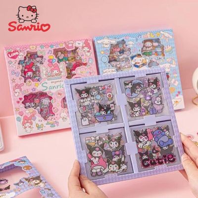 5 Boxes Set Sanrio Sticker Hello Kitty Cartoon Cute Diy Hand Account Pvc Transparent Bronzing Decor Material Scrapbook Stickers
