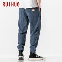 RUIHUO 2023 Corduroy Harem Pants Men Joggers Mens Pants Korean Streetwear Mens Casual Pants Hip Hop Tracksuit M-5XL