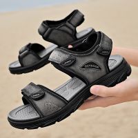 2023 Genuine Leather Mens Sandals Summer Outdoor Lightweight Soft Sole Hiking Trekking Shoes Beach Slippers Casual Mens Shoes House Slippers