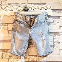 Celana Pendek Denim ผู้ชายฤดูร้อนกางเกง5จุดแบบขาดและพอดีตัวเกาหลีสไตล์ย้อนยุคแนวแฟชั่นขาตรงเล็กอินเทรนด์ปี2022