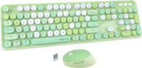 UBOTIE Colorful Computer Wireless Keyboards Mouse Combos, Typewriter Flexible Keys Office Full-Sized Keyboard, 2.4GHz Dropout-Free Connection and Optical Mouse (Green-Colorful)