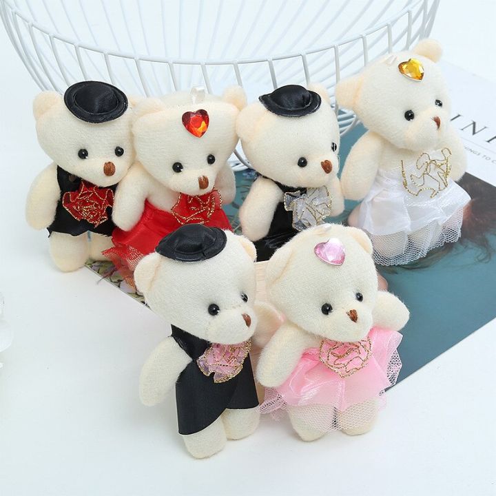 12ชิ้น-ล็อต11ซม-bre-และ-bregroom-หมียัดไส้ของเล่นน่ารัก-plush-ตุ๊กตาหมีเล็กช่อดอกไม้ตุ๊กตาแต่งงานนิ่ม-diy-คู่รัก