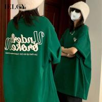 IELGY เสื้อยืดแขนสั้นพิมพ์ลาย American Vintage Green