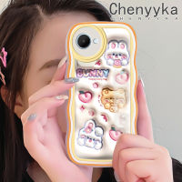 Chenyyyka เคสสำหรับ Realme C30 C30s Narzo 50i 3D การ์ตูนกระต่ายน่ารักขอบครีมสีสันสดใสเคสโทรศัพท์แบบใสป้องกันเลนส์กล้องเคสซิลิโคนกันกระแทกนิ่มเคสโปร่งใส