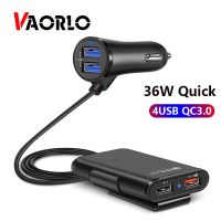 VAORLO 36W ชาร์จเร็ว3.0 USB ที่ชาร์จแบตในรถสายเคเบิลสายไฟต่อรถสายชาร์จ Usb รถส่วนตัวด้านหลัง