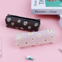 Flower Silica Gel Black Pencil Bag School PencilCases for Girls Student Stationery Pouch Cute Pencil Case Office Supplies