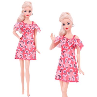 เสื้อผ้าตุ๊กตาบาร์บี้1ชุดกระโปรงพิมพ์ลายสลิงชุดกี่เพ้าพอดีสำหรับตุ๊กตา11.8นิ้ว Girl39เสื้อผ้าลำลองปีใหม่