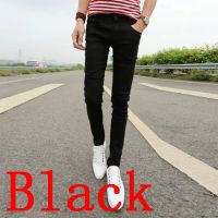 READY STOCK Men Slim Fit Jeans Blue Black Middle Waist Long Pants