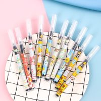 VXJKQN ปากกาเจล Set Pulpen ลูกบอลกลิ้งลายการ์ตูนสีดำขนาด0.5มม. 12ชิ้น/เซ็ตปากกาเจลสไตล์เกาหลีสำหรับนักเรียนปากกาเจลอโวคาโดและแมวเครื่องเขียนในโรงเรียน