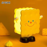 JIASHI Biscuit ไฟกลางคืน Ins-ขนมปังบิสกิตลมหลอดไฟปรับระดับแสงข้างเตียงนอน