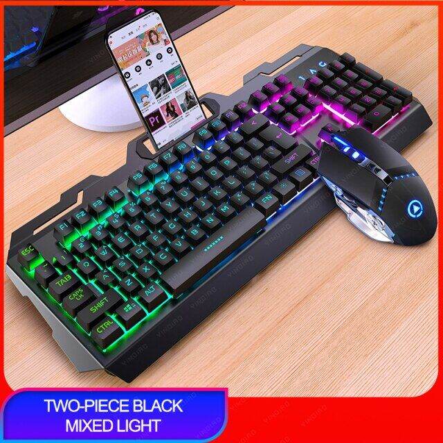 V2 Gaming Keyboard Mouse Headset Set Mechanical Feel Game 104 Keys