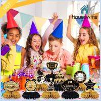 HOUSEWIFE SPACE 9pcs กระดาษสำหรับตกแต่ง ท็อปปิ้งเพชรทรงรังผึ้ง กล่องเก็บฝุ่น ทนทานต่อการใช้งาน ตกแต่งงานเลี้ยงเกษียณอายุ ของขวัญงานฝีมือ สีดำและสีทอง ตกแต่งรังผึ้งเกษียณอายุ พิธีชำระล้าง