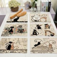 【CC】✹○✳  Bkack Pattern Cotton Dining Table Mats Coaster Bowl Cup Placemat 42x32cm MA0125