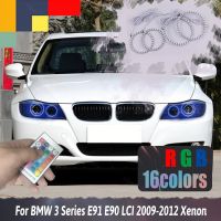 E91หลายสีสำหรับ Bmw 3 Series E90ชุดแหวนทรงกลดไฟหน้าไฟแอลอีดีดวงตานางฟ้า Drl การวิ่งเวลากลางวันซีนอน Lci 2009 2012