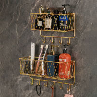 Bathroom Shelf Wall Hanging Storage Basket No-drill Storage Rack Dormitory Bedroom Toilet Toothbrush Holder Bathroom Accessories