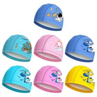 Long Hair Protect Ears Pleated Cartoon Printed Swimming Caps Kids Swimming Cap Pool Bathing Hats Elastic Pu Turban Swim Caps