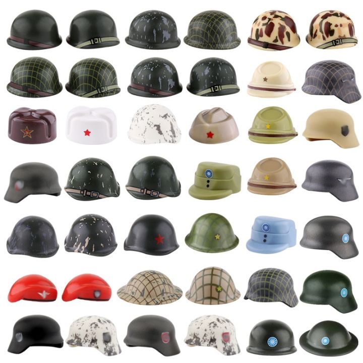 WW2 Military Printed Hats Building Blocks Army Helmets Camo MOC ...