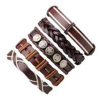 [COD] European and popular retro suit bracelet punk street rivets mens combination multi-layer multi-root