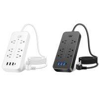 Universal US Plug Electrical Socket Extension Cable Power Strip for Office 6pcs AC-Outlets 3 USB Ports Surge Protector