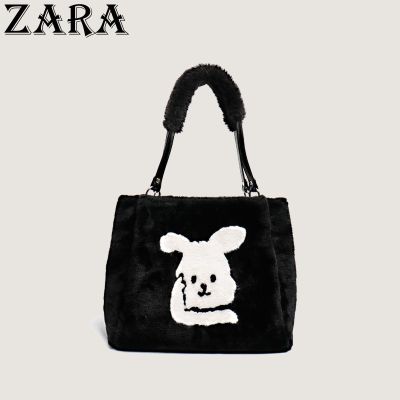 ซารา2023แบเรียมกระเป๋าผ้ากำมะหยี่สำหรับผู้หญิง,Tas Jinjing Bahu กระต่ายสีขาวตัวเล็กคุณภาพสูงกระเป๋าสะพายแบบสลับถือได้จุของได้เยอะ