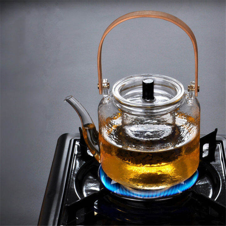 1L 2in1 Steaming and Boiling Glass Teapot Heatresistant Tea Maker