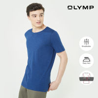 OLYMP Level Five Casual T-Shirt เสื้อยืดสีน้ำเงิน ทรงพอดีตัว ยืดหยุ่นได้ดี ระบายอากาศได้ดี แห้งไว