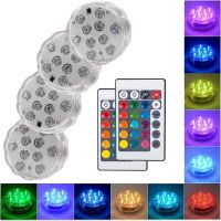 10PCS RGB Submersible LED Lights Waterproof Outdoor Underwater Night Lamp With Remote For Vase Bowl Swimming Pool Party Decor