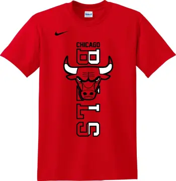 Chicago Bulls T-Shirt White Red NBA Spellout Bred Small
