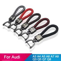 Leather car key chain for audi a4 b6 b7 b9 a3 8l 8p 8v q3 a7 a4 b8 a6 c6 4f c7 a5 q5 q7 q8 a7 a8 car key ring accessories