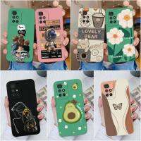 เคสโทรศัพท์สำหรับ Xiaomi Redmi 10 4G 5G ฝาครอบสี่เหลี่ยมป้องกันกล้องกันกระแทกที่มีคุณภาพสูงซิลิโคนนุ่มเหลวลายหวานๆสำหรับเด็กผู้หญิงที่รักๆเคสกันกระแทกสำหรับ Redmi10