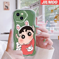 เคส JIUMOO สำหรับ iPhone 14 Pro Max 14 Plus 13 Pro Max 13 Mini เคสการ์ตูน Crayon Shin-Chan กันกระแทกแบบใสนิ่มลายคลื่นเนื้อครีมเคสมือถือสร้างสรรค์เคสโปร่งใสลายกล้องถ่ายรูปฝาครอบป้องกันเรียบง่าย