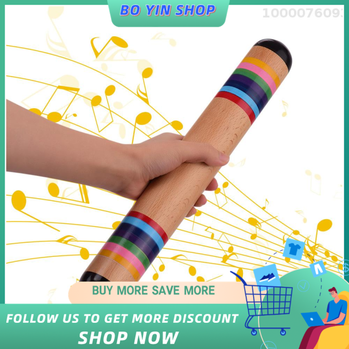 Wooden Rainstick Rainmaker Rain Shaker Musical Instrument Toy Rainbow