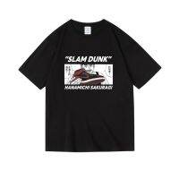 tshirt รองเท้าผ้าใบลําลอง ผ้าฝ้ายแท้ แขนสั้น คอกลม ลาย Slam Dunk Sakuragi สีดํา สีแดง(S-5XL)