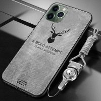 Ultra Slim Lanyard Cloth Leather Case for Apple iPhone 11 12 13 14 Pro MAX XS XR 7 8 6S 6 Plus Mini SE Original Deer Phone Cover