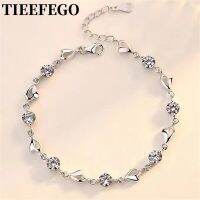 Tieefego 925ร้อนเงินหัวใจความรักเพทายสร้อยข้อมือคริสตัลสำหรับผู้หญิงวาเลนไทน์งานแต่งงานเครื่องประดับน่ารัก