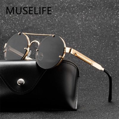 Classic Gothic Steampunk Sunglasses Luxury Brand Designer High Quality Men and Women Retro Round Metal Frame Sunglasses UV400