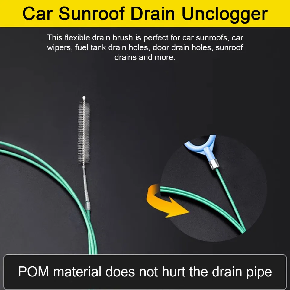 Auto Drain Cleaning Tool Drain Cleaning Tool with Nylon Brush Flexible Car Sunroof  Drain Cleaning Tool for Unclogging Windshield Wiper Tank Door Pipe  Efficient Cleaner
