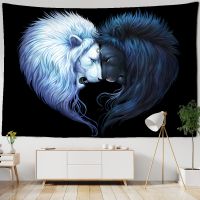 【CW】☬✌  Embroidery Wolf Tapestry Wall Hanging Colorful Psychedelic Background