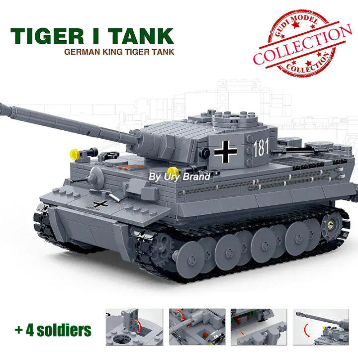 Gudi 6104 German King Tiger 1 Tank F2 Army With Soldiers Dolls Military ...