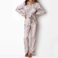 Striped Womens Pajamas Set Two Pieces Long Sleeve Sleepwear Pjs Loungewear Fashion Stylish Summer Home Clothes Dropshipping