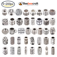 Beebeecraft 5-200 pc Column Shaped Antique Silver Tibetan Silver Alloy Beads Lead Free &amp; Nickel Free &amp; Cadmium Free about 18mm long 7mm wide hole: 3mm