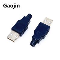 1 Sets DIY USB 2.0 Connector Plug A Type Male 4 Pin Assembly Adapter Socket Solder Type Black Plastic Shell For Data ConnectionWires Leads Adapters