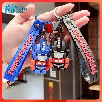 Cartoon Movie Transformer Key Chain Optimus Prime Bumblebee Robot Key Chains Silicone Car Key Chain Bag Pendant Keyring Friends