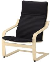 POÄNG Armchair, birch veneer/Knisa black (พัวแอง อาร์มแชร์, วีเนียร์เบิร์ช/คนีซา ดำ)