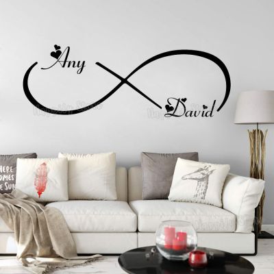 【LZ】✶  Infinite Love Decal Custom Couple Names Wall Decals Infinity Heart Love Wall Vinyl Sticker Wedding Decor for Master Bedroom G944
