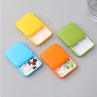 Portable Push-Pull Pill Box Square Pill Cases Traval Mini Two-Compartment Plastic Tablet Holder Container Dust-Proof Storage Box Medicine  First Aid S