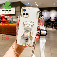 Y12S Y12A T1x T1 Vivo Y33T Y33S แบบ Y21A Y21S Y21T แบบหรูหราแฟชั่นแบบรวมทุกอย่างที่ Y20 Y20A ตัวยึดหมีหมุนได้ + เชือกแขวน